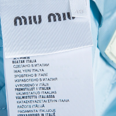 Pre-owned Miu Miu Powder Blue Quilted Mini Skirt S