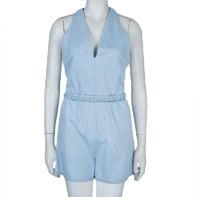 Pre-owned Valentino Blue Light Wash Denim Crossback Romper M