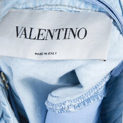 Pre-owned Valentino Blue Light Wash Denim Crossback Romper M