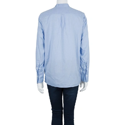 Pre-owned Valentino Blue Tie Neck Long Sleeve Shirt M