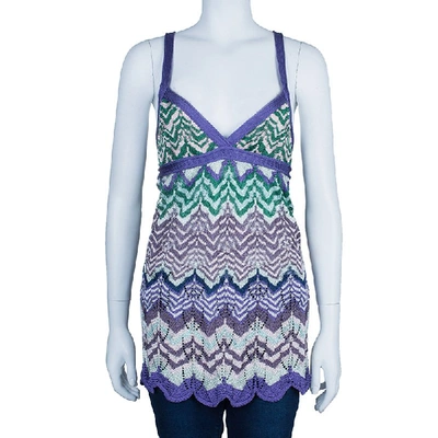 Pre-owned Missoni Zig-zag Knit Sleeveless Top M In Multicolor