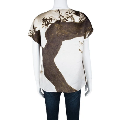 Pre-owned Dolce & Gabbana Spring'14 Digital Greek Temple Print Silk Top L In Brown