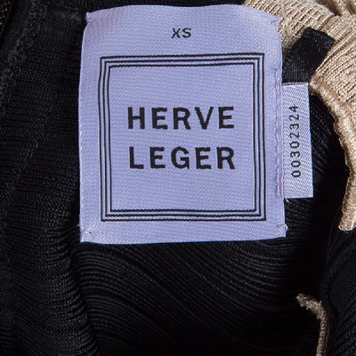 Pre-owned Herve Leger Black Crossover Sequin Embellished Bandage Dress Xs