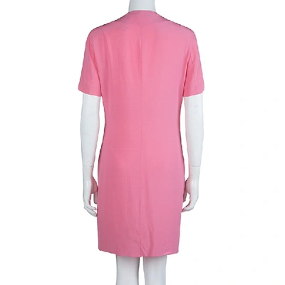 Pre-owned Marni Pink Silk Short Sleeve Waist Tie Detail Dress M