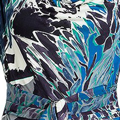 Pre-owned Emilio Pucci Multicolor Printed Silk Embellished Shoulder Detail Belted Dress S