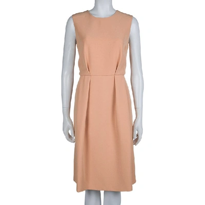 Pre-owned Marni Pale Orange Box Pleat Detail Sleeveless Dress M