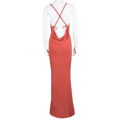 Pre-owned Joseph Orange Silk Couture Basel Bias Cut Silk Crepe Maxi Dress L