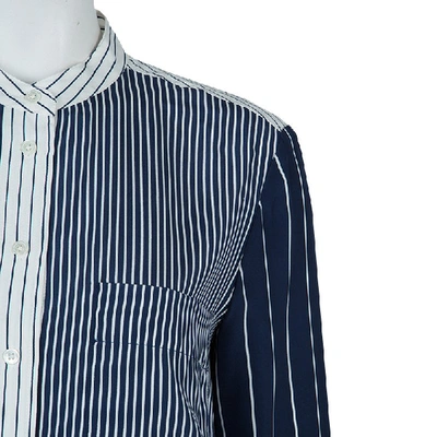 Pre-owned Joseph Blue And White Striped Long Sleeve Silk Shirt S