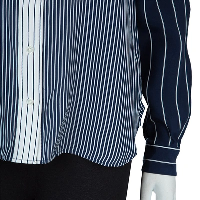 Pre-owned Joseph Blue And White Striped Long Sleeve Silk Shirt S