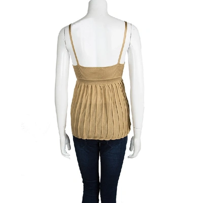 Pre-owned Chanel Mustard Brown Tie Detail Knit Camisole L