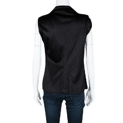 Pre-owned Balenciaga Black Satin Sleeveless Asymmetric Vest M