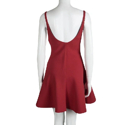Pre-owned Miu Miu Red Wool Fit And Flare Dress S