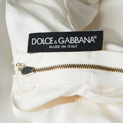 Pre-owned Dolce & Gabbana Cream Silk Ruffle Trim Sleeveless Top M