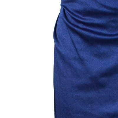 Pre-owned Alberta Ferretti Blue Strapless Fishtail Gown L