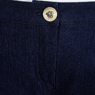 Pre-owned Versace Indigo Dark Wash Denim Contrast Paneled Jeans M In Blue