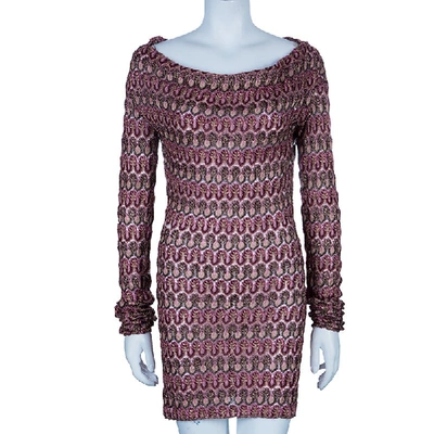 Pre-owned Missoni Multicolor Off-shoulder Knit Dress M