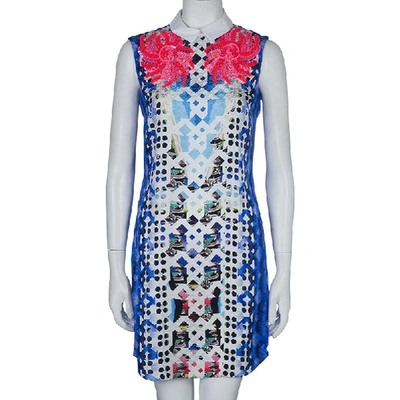 Pre-owned Peter Pilotto Blue Digital Print Neon Sequin Embellished Sleeveless Dress S