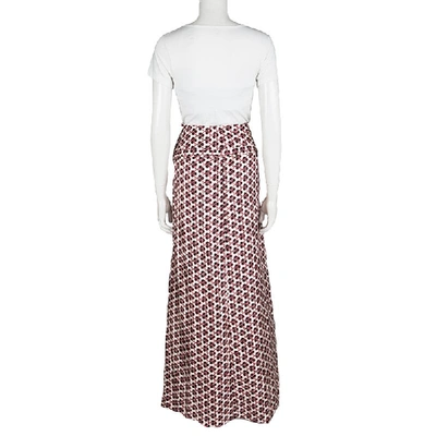 Pre-owned Christian Lacroix Multicolor Printed Silk Ruffle Detail Maxi Skirt L