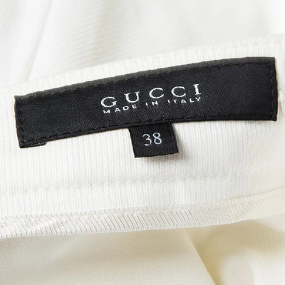 Pre-owned Gucci Cream High Waist Slim Fit Pants S