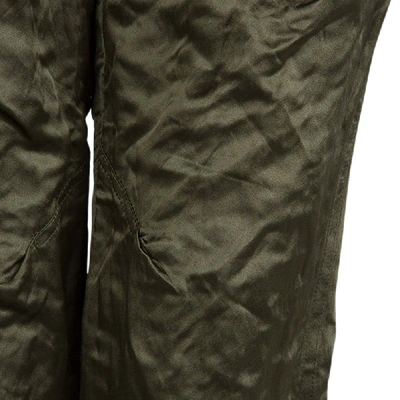 Pre-owned Vera Wang Olive Green Slipper Satin Tapered Trousers M