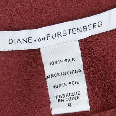 Pre-owned Diane Von Furstenberg Brick Red Silk Teresia Drop Waist Dress S
