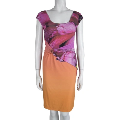 Pre-owned Roberto Cavalli Multicolor Printed Draped Dress S