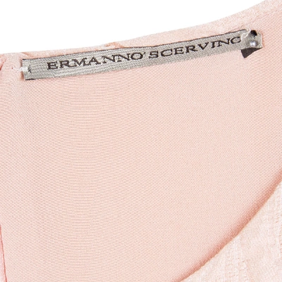 Pre-owned Ermanno Scervino Peach Ombre Embossed Jacquard Ruffled Bottom Sleeveless Dress M In Pink