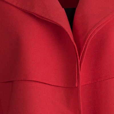 Pre-owned Oscar De La Renta Red Wool Open Front Cropped Jacket M