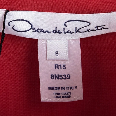 Pre-owned Oscar De La Renta Red Wool Open Front Cropped Jacket M