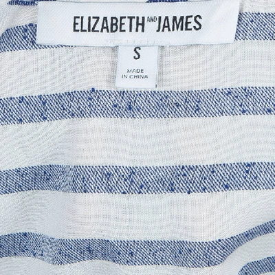 Pre-owned Elizabeth And James White And Blue Striped Peplum Top S