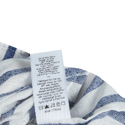 Pre-owned Elizabeth And James White And Blue Striped Peplum Top S
