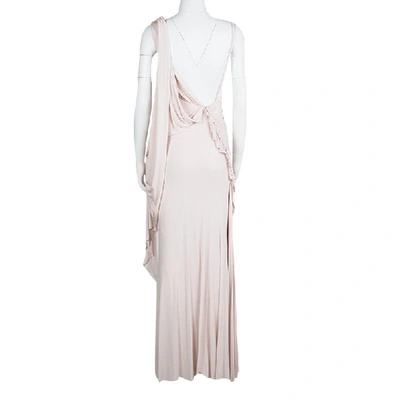 Pre-owned Zac Posen Blush Pink Knit Draped Cord Detail Sleeveless Gown S