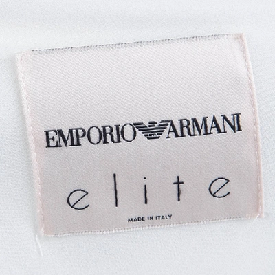 Pre-owned Emporio Armani Elite Monochrome Overlay Flared Gown S In White