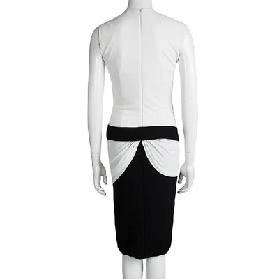 Pre-owned Alexander Mcqueen Monochrome Knit Draped Sleeveless Dress M In Multicolor