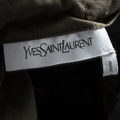 Pre-owned Saint Laurent Olive Green Tie Detail Off Shoulder Belted Safari Top M