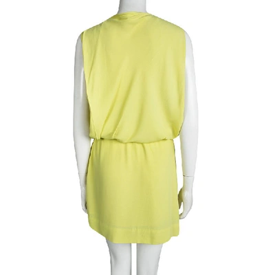 Pre-owned Diane Von Furstenberg Yellow Sleeveless Drop Waist Gagon Dress S