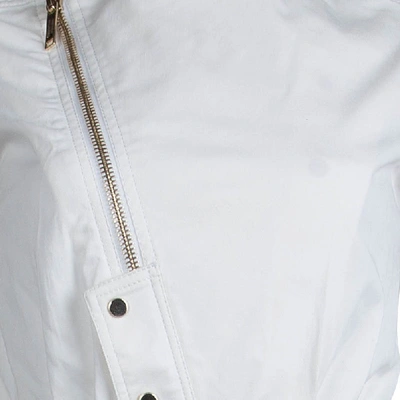 Pre-owned Matthew Williamson Mathew Williamson White Denim Overlap Zipper Belted Dress M