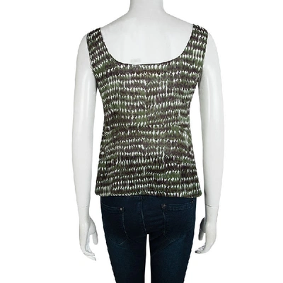 Pre-owned Marni Green Printed Cotton Pleated Sleeveless Top M