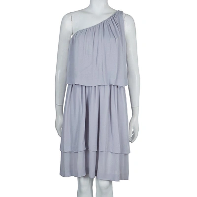 Pre-owned Chloé Grey Silk One Shoulder Tiered Dress S