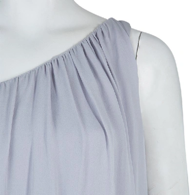 Pre-owned Chloé Grey Silk One Shoulder Tiered Dress S