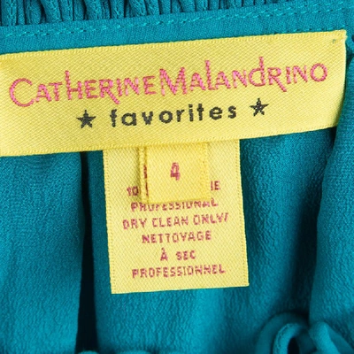 Pre-owned Catherine Malandrino Jade Green Cut Work Detailed Silk Blouse S