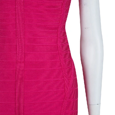 Pre-owned Herve Leger Pink Knit Sleeveless Bandage Dress S