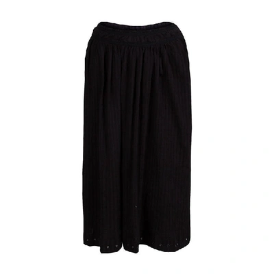Pre-owned Isabel Marant Etoile Black Cotton Eyelet Detail Gathered Skirt S