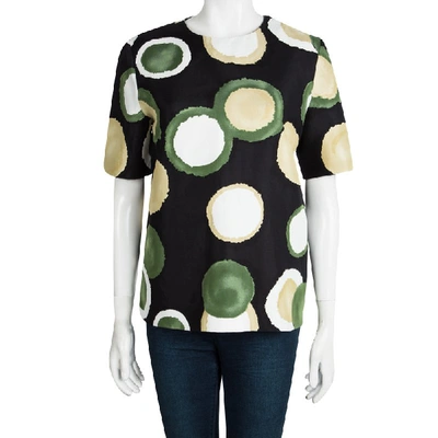 Pre-owned Marni Black Printed Oversized Short Sleeve Top S