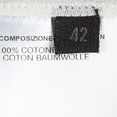 Pre-owned Fendi White Cotton Long Sleeve Tie Detail Sheer Blouse M