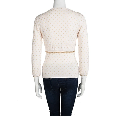 Pre-owned Red Valentino Baby Pink Knit Polka Dotted Top And Cropped Cardigan Set M