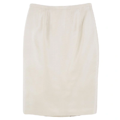 Pre-owned Valentino Beige Silk Pencil Skirt M