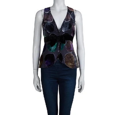 Pre-owned Emporio Armani Multicolor Devore Abstract Print Bow Detail Sleeveless Top S