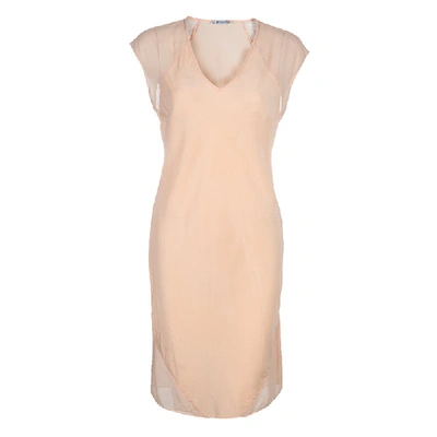 Pre-owned Alexander Wang T By  Peach Sheer Dress M In Orange