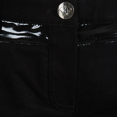 Pre-owned Versace Black Denim Contrast Panel Detail Straight Fit Jeans L